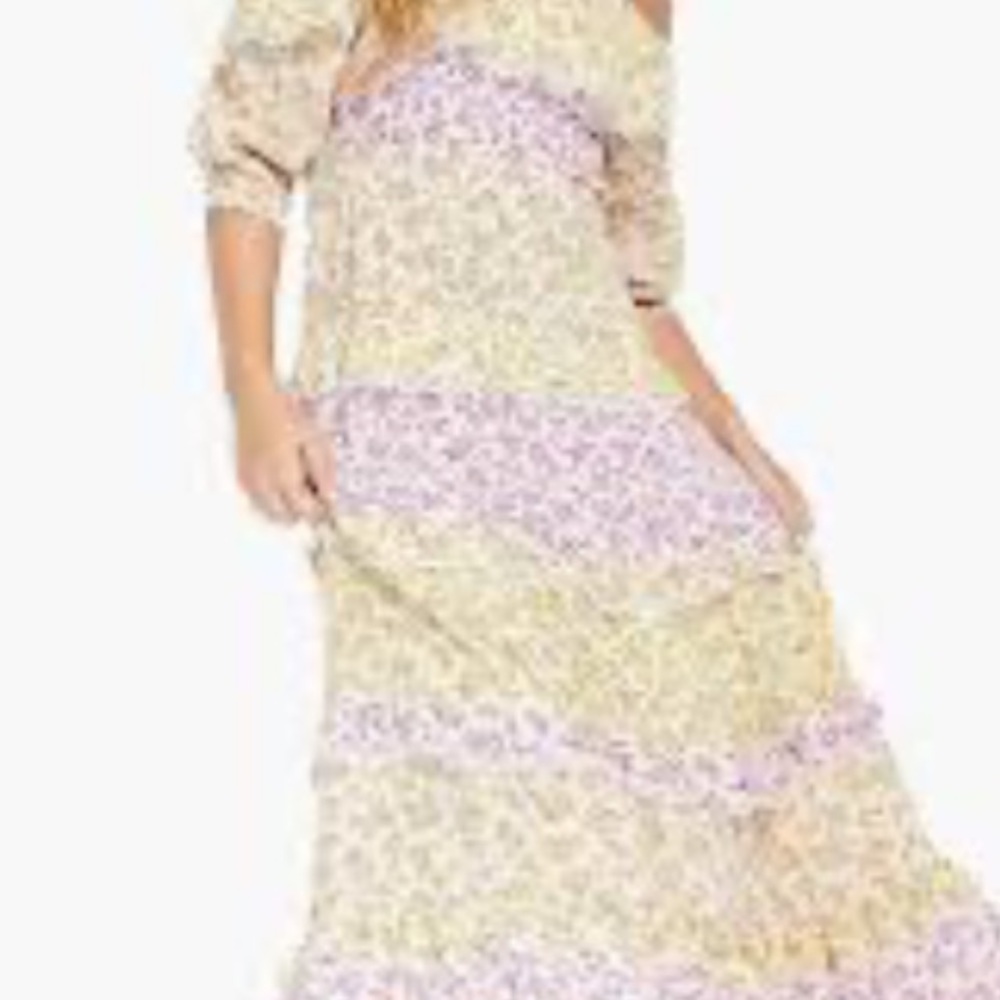 MISS SELFRIDGE TIERED FRILL BARDOT MAXI DRESS IN MIXED DITSY PRINT NWT SIZE 12 - Picture 5 of 6